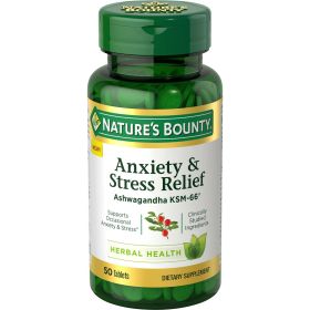 Nature's Bounty Anxiety & Stress Relief Supplement; Ashwagandha KSM 66; 50 Count