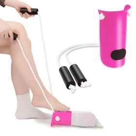 KEKOY Sock Aid Device for Seniors, Sock Aid with Foam Handles, Sock Helper Easy on Easy off, Sock Aid Pull on, Rose Red