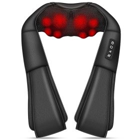 Electric Neck And Back Massager with Infrared Light Heating 3 Intensity Levels Deep Kneading 3D Shiatsu Massage Pillow For Back Arms Thighs Pain Relie