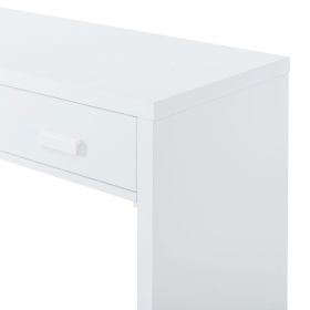 TREXM Modern Minimalist Console Table with Open Tabletop and Four Drawers with Metal Handles for Entry Way, Living Room and Dining Room (White)