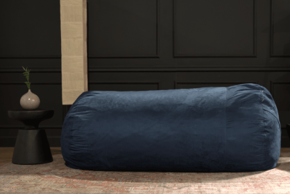 Jasper Traditional 8 Foot Cylindrical Suede Bean Bag, Blue