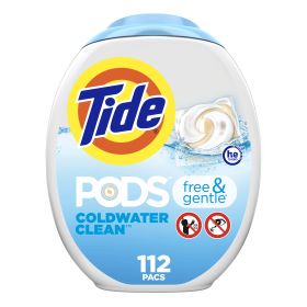 Tide Pods Free and Gentle Laundry Detergent Soap Pacs;  HE Compatible 112 Ct