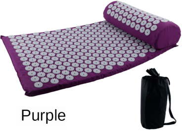 Yoga Massage Mat Acupressure Relieve Stress Back Cushion Massage Yoga Mat Back Pain Relief Needle Pad With Pillow (Color: purple, Ships From: China)