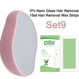 New Nano Glass Physical Hair Removal Painless Safe Epilator Easy Cleaning Reusable Body Beauty Glass Epilation Tool Kit (Color: Set9 Nano Glass)