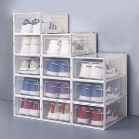 Set of 12 Stackable Clear Plastic Transparent Shoe Storage Box in Home (Color: White)